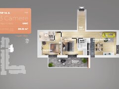 Piata Sudului 89.12 mp utili, apartament 3 camere